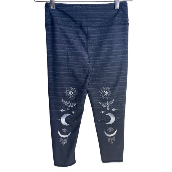 Evolution & Creation High Waist Gray Sun Bird Moon Leggings Yoga Pants M Capris - Picture 1 of 7